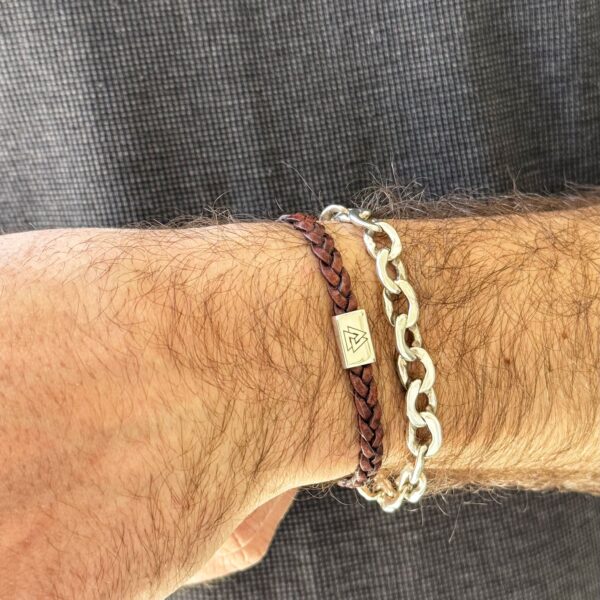Pulsera cuero con anilla rectangular