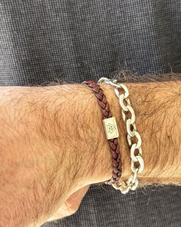 Pulsera cuero con anilla rectangular