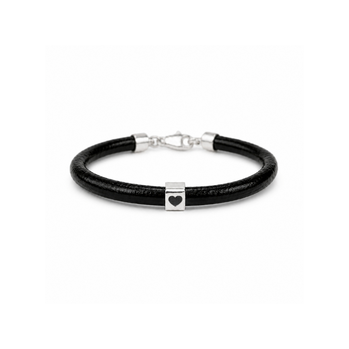 Pulsera Dad de cuero con anilla cuadrada en plata 925 - Imagen 3