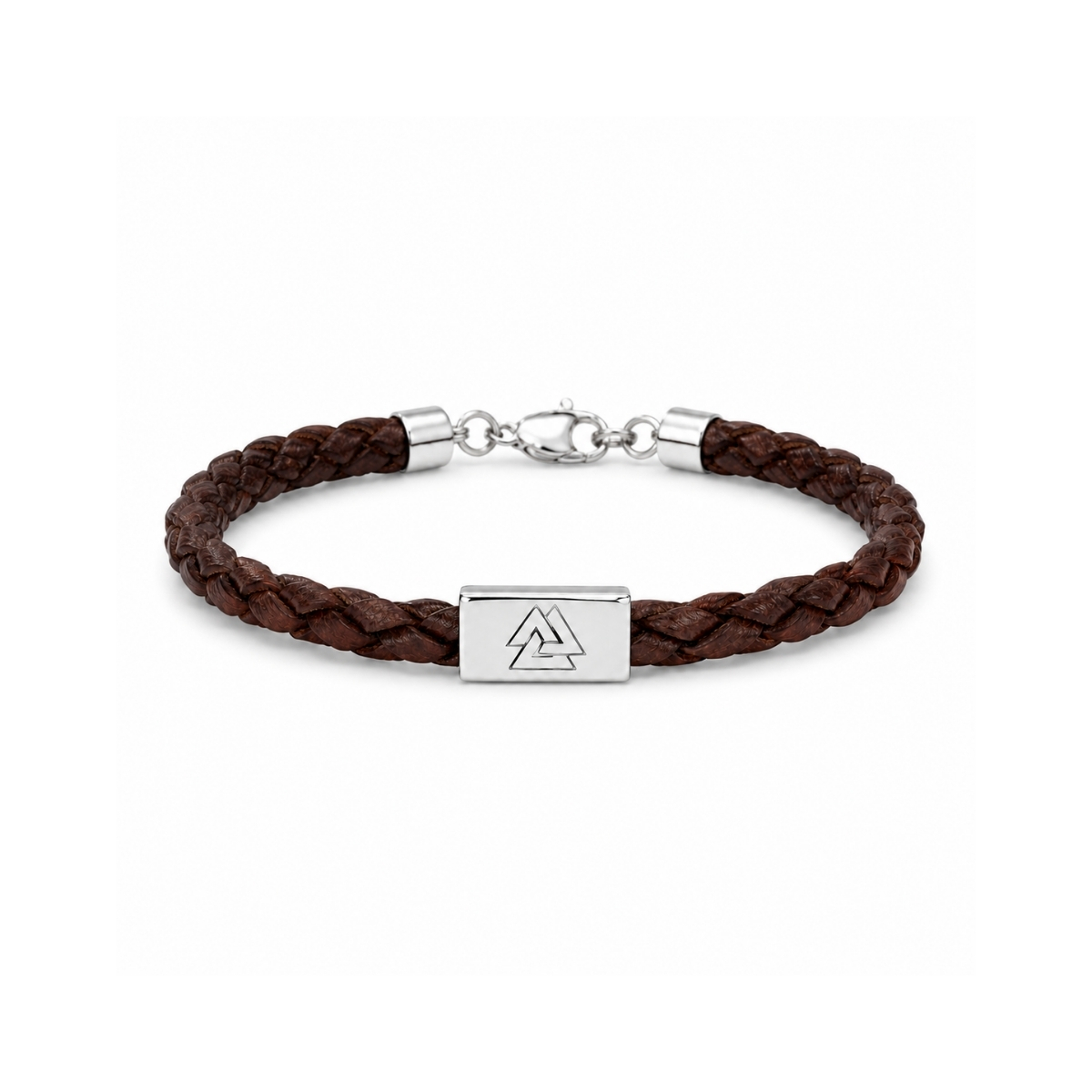 Pulsera de cuero con anilla rectangular en plata 925