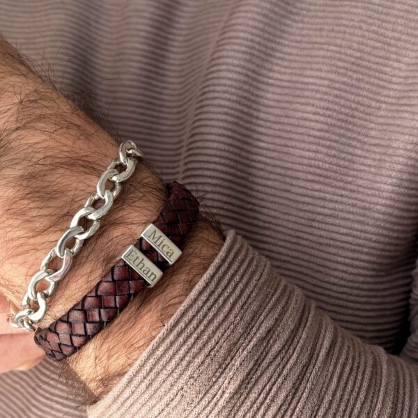 Pulsera cuero con anilla rectangular