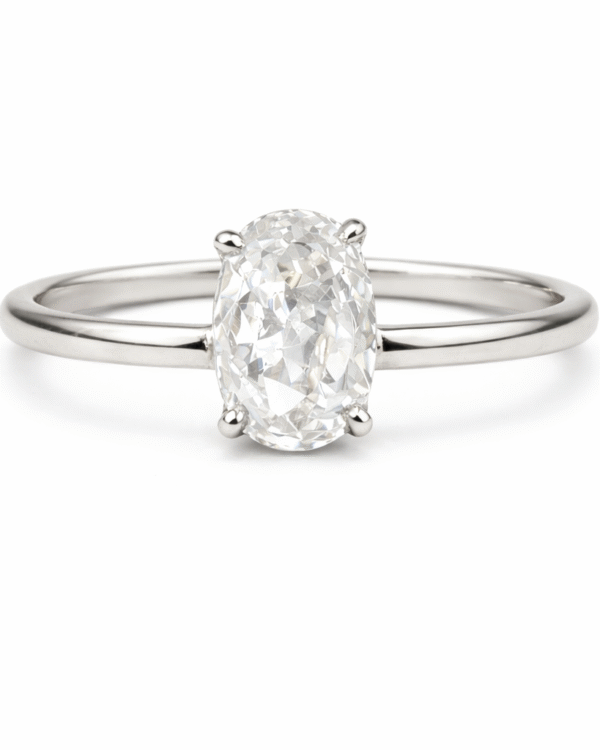 Anillo Cintillo de Plata 925 con Circonia Oval 8mm