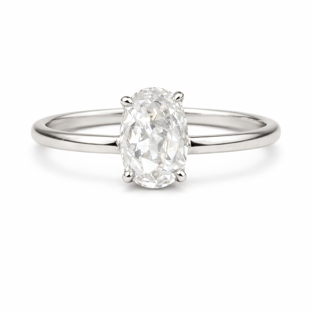 Anillo Cintillo de Plata 925 con Circonia Oval 8mm